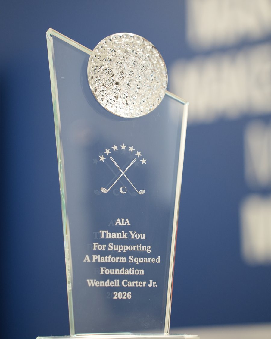 Award thanking Advantage Insurance Advisors for supporting A Platform Squared Foundation, Wendell Carter Jr.