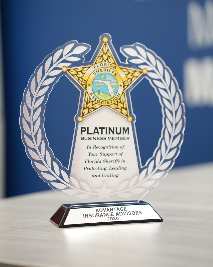 Florida Sheriffs Association Platinum Business Member award recognising Advantage Insurance Advisors